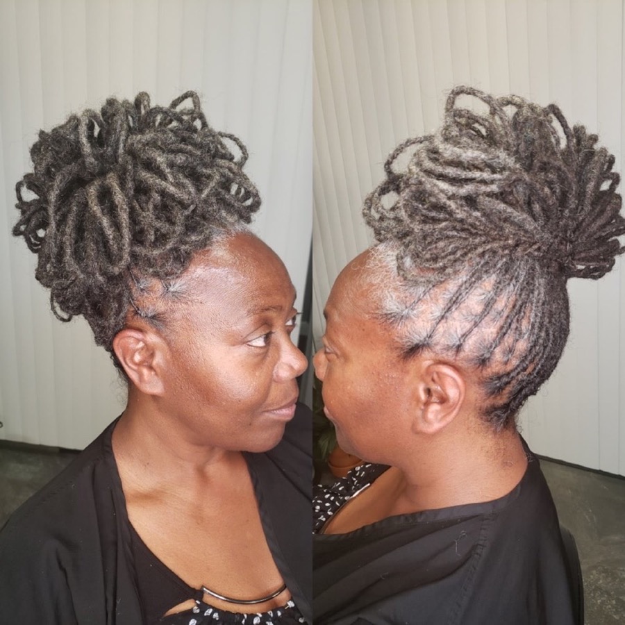 Styled locs with neat parts and healthy shine at SheBeenHair Toronto